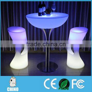 Night club furniture rechargeable plastic colorful led lighting round table