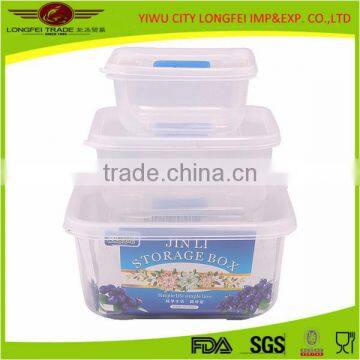 3pcs Square Clear Plastic Bin, Plastic Box Set