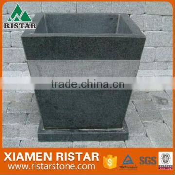 For sale dark gray G654 granite stone garden flower pot