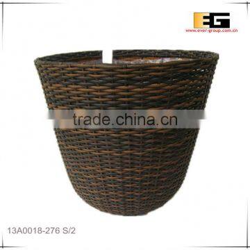 Round PE/Plastic Rattan With Liner Deco Basket photo-2