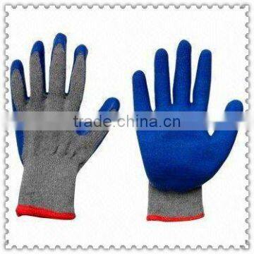Grey blue yarn crinkle latex coated glovesJRE44