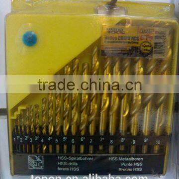 19pcs cobalt coated Twist drill bit set