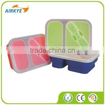 The Large Size Silicone Pack Away Lunch Box Folds Flat