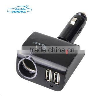 12V 24V Output 5V 2100mA Car Cigarette Lighter Socket 1 Hole 2 USB with Flexible Plug