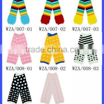 2016 Newest Rainbow Color Striped Baby Leg Warmer Kids Ruffled Leg Warmer Children Cotton Knitted Legwarmers For Girl