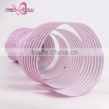 Personalized 2 Inch 50mm Pink Color Jute Burlap Glitter Ribbon photo-3