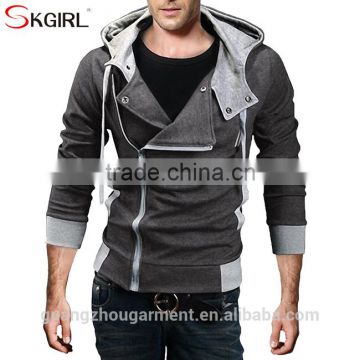 Casual winter fashion 2017 clothing fit slim sleeves men's jacket hoodies with oblique zipper