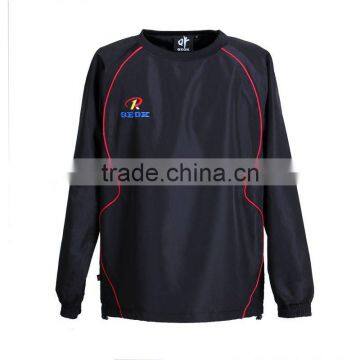 black round neck training jacket , CHEAP tracksuit top , OEM runing jacket