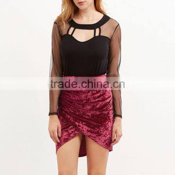 Wholesale Women Apparel Elegant Asymmetrical Mini Wrap Skirt