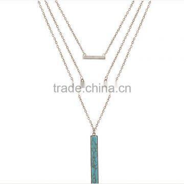 Elegant Turquoise Material Multilevel Silver Necklace photo-3