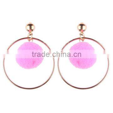 Fashion Colorful Pompon Gold Plated Hoop Earrings for Women Accessories photo-2