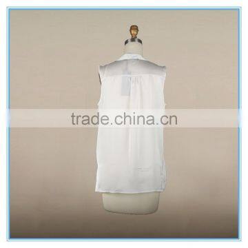 Ladies Sleeveless Chiffon Blouse Silk Charmeuse Fabric New Design Fashion Top photo-2