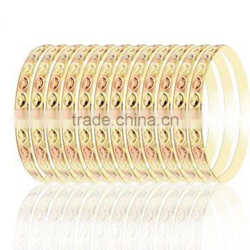 6 MM Three Tone Plated Diamond Cut Bangles