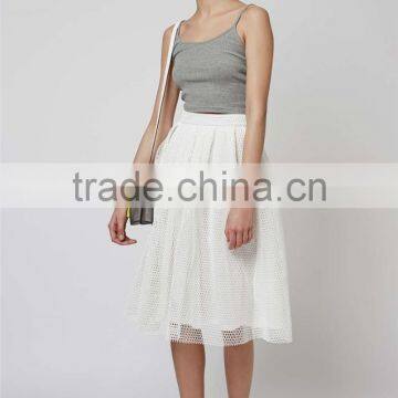 Latest Fashion 2016 Ball Gown Summer Skirt Airtex Prom Midi Skirt White Mesh Skirts Wholesale photo-2