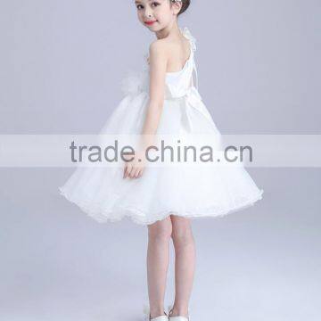 2017 Wholesale Children One Sleeve Shoulder Dress Flowers Slashes Dresses photo-6