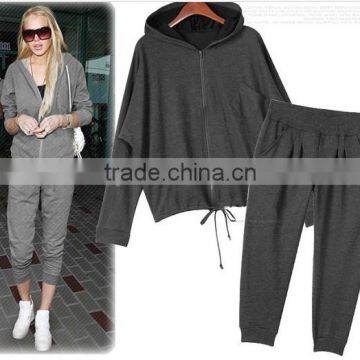 Wholesale Fashion Leisure Clothing Set Sports Wear Hoodies With Zippers for Women photo-2
