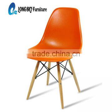 LS-4001 Modern design hot selling custom made stackable plastic chair with wooden leg