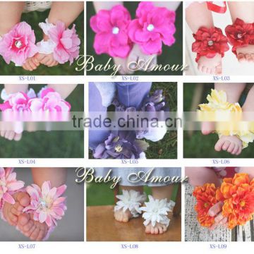 Baby girls Barefoot Sandals Shoes PVC Flower Baby PreWalker Infant Toddler Shoes For photoes