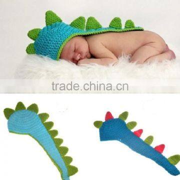 Kalevel Cute Cartoon Dinosaur Style Infant Newborn Baby Girl Boy Crochet Beanie Hat Clothes Baby Photograph Props