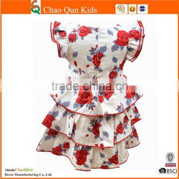 Adorable Flower Print Baby Girl's Wedding Dress With Floor Length photo-2