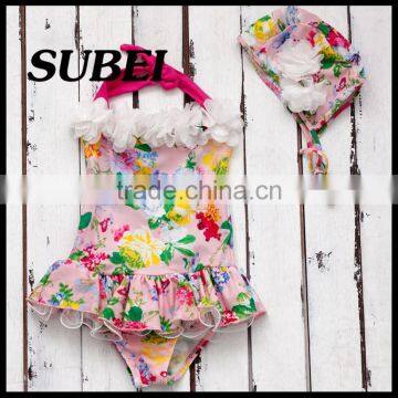 Children Piece Swimsuit Girls Skirt Type Swimsuit Children Baby Swimwear Floral photo-3