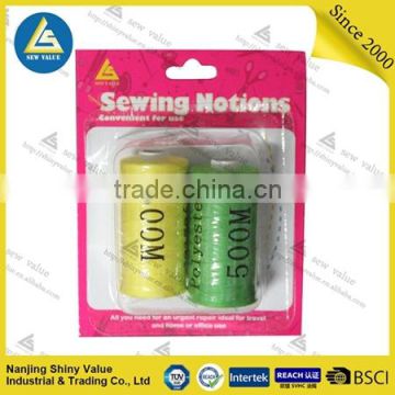 customized 40/2 500m 100%polyester sewing thread in Paper Tube 2pcs /set