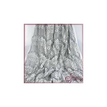 White/black Cord Lace Fabric, Elegant Tricot Lace