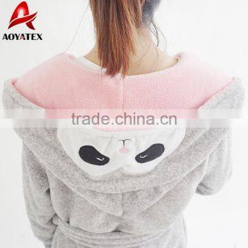 Wholesale Plush Solid Embroidery Hooded Cute Children Bathrobe photo-3