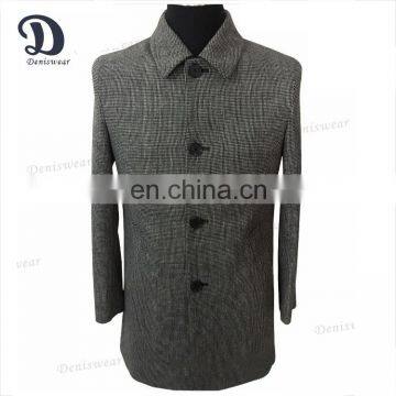 2017 formal business small check men wool coat with slant welt