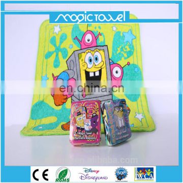 2017 pure cotton customized cartoon printing compressed magic towel