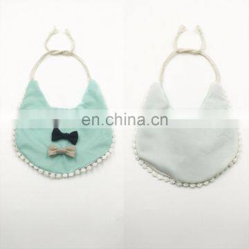 Mint Pom Pom Bibs For Baby Matching Triple Bows Burp Dribble Kid's Apron Tie On Handkerchief Floral Handkerchief Scarf