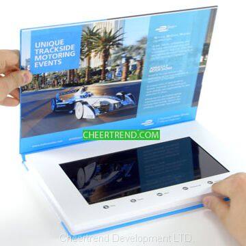 Custom printing luxury design video booklet 10 inch lcd greeting card promotional video screen