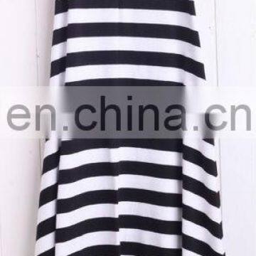 Knitted cotton lady long casual dress striped summer dress for women