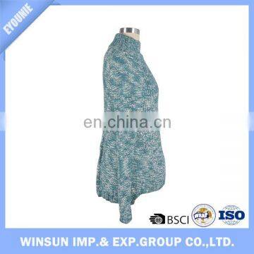 Cyan High O-neck Long Sleeve Women Sweater Tuxedo Design Knitting Fabric