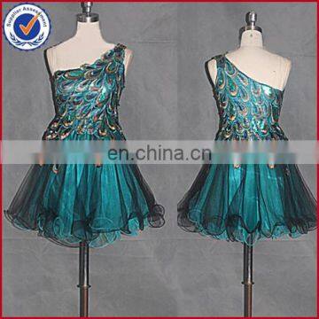 one shoulder fish line new prom dress short sweet dress2014