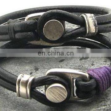 Couple bracelet unisex leather bracelet black leather