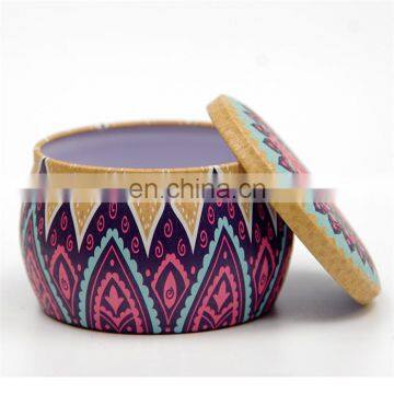 Manufacture decorative metal round scented soy travel candle tin containers