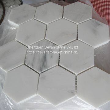 Oriental White Hexagon Marble Mosaic Floor Tiles Backsplash Mosaic photo-3