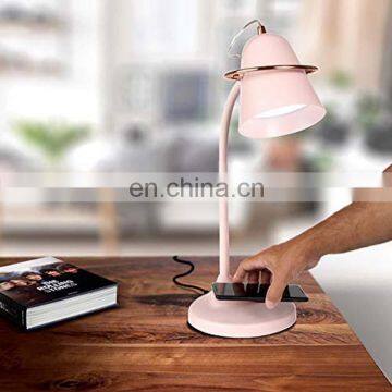 Hot sale  USB QI wireless charging modern design led table desk light lamp