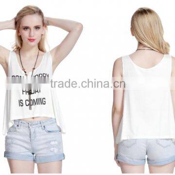 Fashion Cheap Women's Custom Printed Tank Top With 100% Cotton Fabric