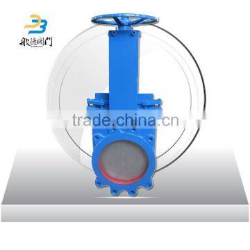 4Inch PN10/16 Worm Operated Stainless Steel 316 Cast Iron Wafer Price Knife Gate Valve photo-2