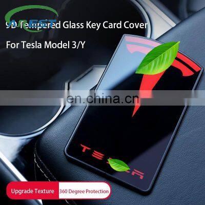 Key Card Cover 9D Tempered Glass Silicone Waterproof Car Interior Accessories Key Case Protector for Tesla Model 3/Y Dropship