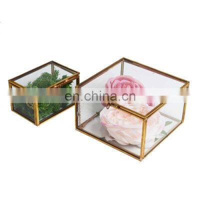 Factory Direct Set Of 4 Square Golden Glass Jewelry Earring Necklace Packaging Box