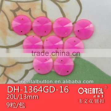 2holes fluorescent pink polyester sewing stones