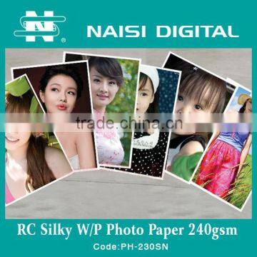 Resin coating silky waterproof photo paper 240gsm