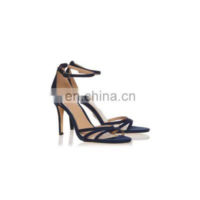 Beautiful blue color women high heel ankle strap sandals shoes