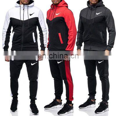 2021 Amazon blasts new autumn and winter new men's trendy color matching fashion casual hoodie sports suit