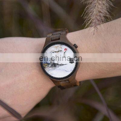 Fashion Ink Painting Stylish Timepiece Handmade Wood Watches Men Clock Japan Movement Quartz Wristwatch Dropshipping photo-3