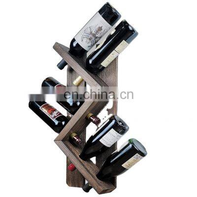 Wooden Wine Rack Wall Mounted 6 Bottle Hanging Wine Storage Holder