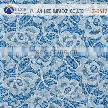 100%Polyester/Spandex lace fabric white velvet lace fabrics for veiling LZ-0612A